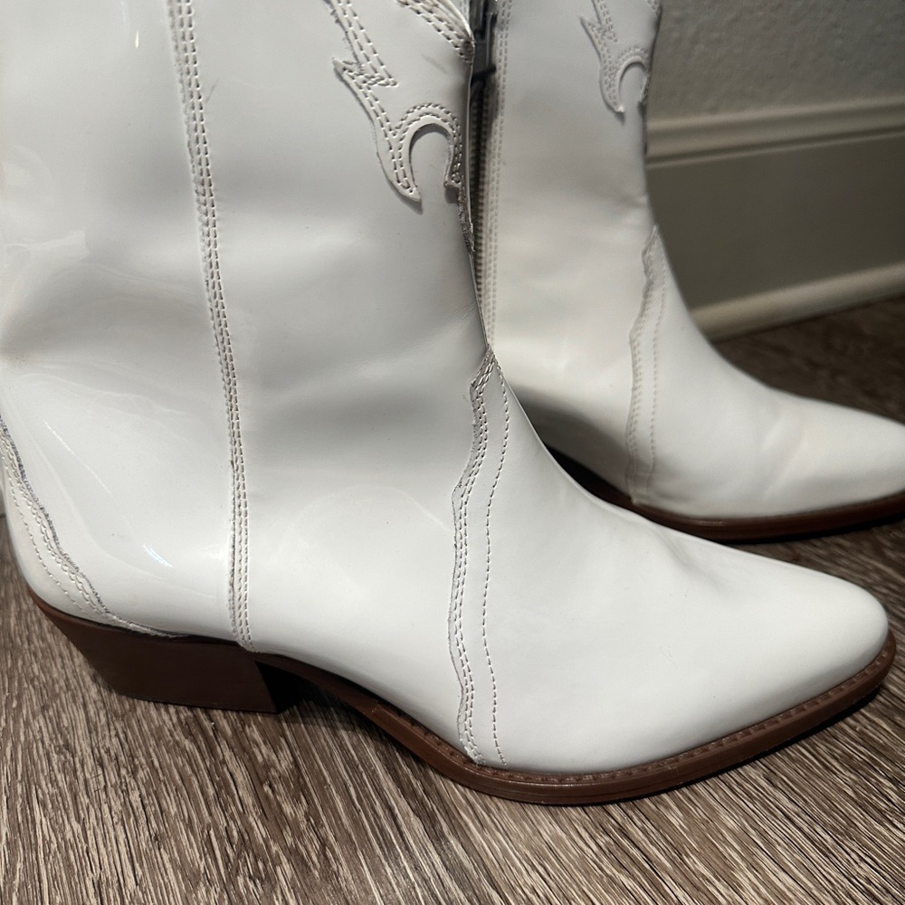 Free People White Western-Inspired Leather Ankle Boots - Picture 2 of 8